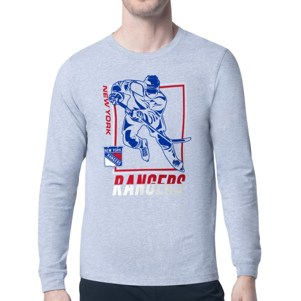NHL New York Rangers Starter Player Grid Long Sleeve T-Shirt - Heather Gray