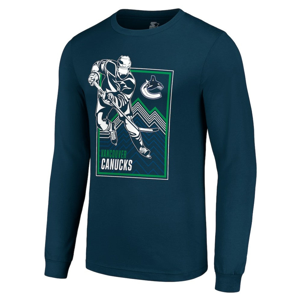 NHL Vancouver Canucks Starter Player Grid Long Sleeve T-Shirt - Blue