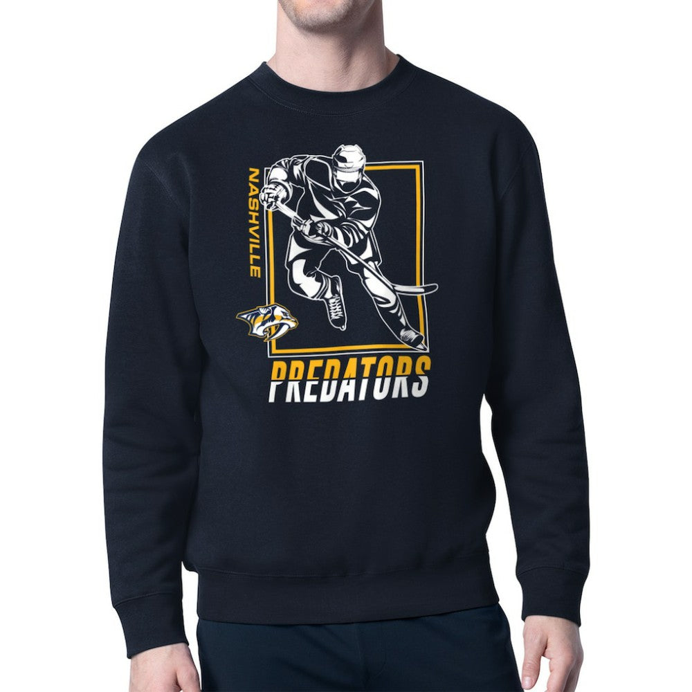 NHL Nashville Predators Starter Player Grid Fleece Pullover Sweatshirt - Navy