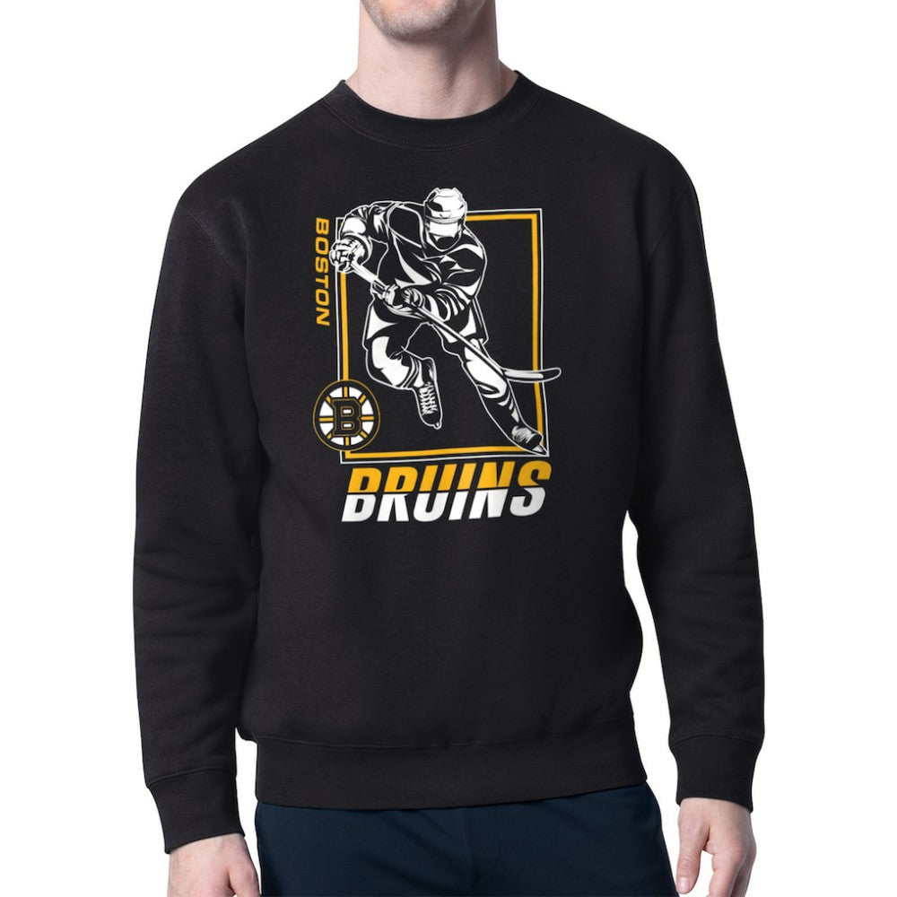 NHL Boston Bruins Starter Player Grid Fleece Pullover Sweatshirt - Black