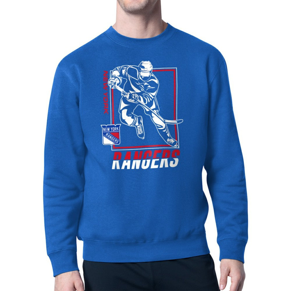 NHL New York Rangers Starter Player Grid Fleece Pullover Sweatshirt - Blue