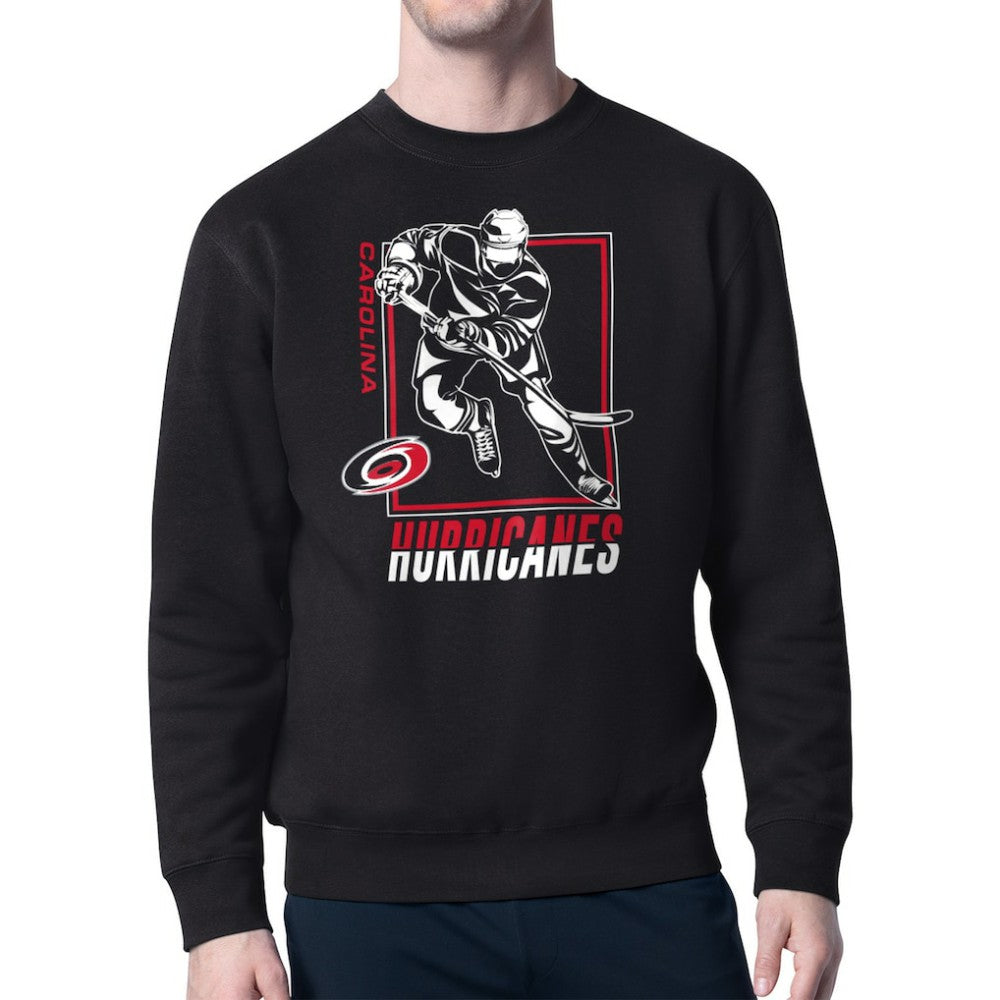 NHL Carolina Hurricanes Starter Player Grid Fleece Pullover Sweatshirt - Black