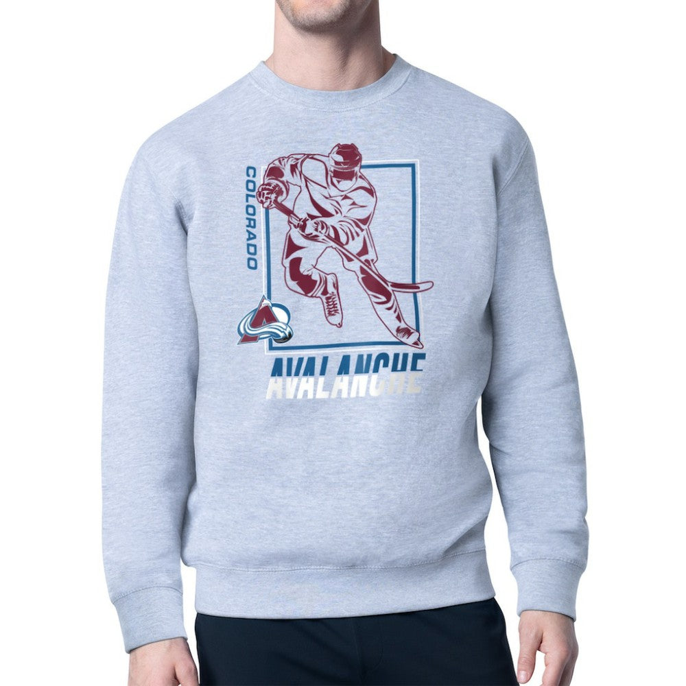 NHL Colorado Avalanche Starter Player Grid Fleece Pullover Sweatshirt - Heather Gray