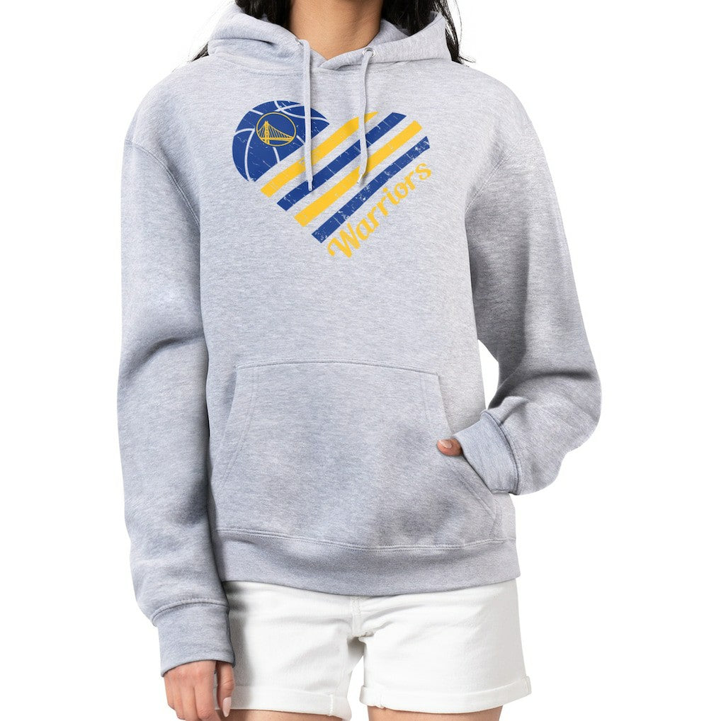 Golden State Warriors G-III 4Her by Carl Banks Women's Heart Pullover Hoodie - Heather Gray