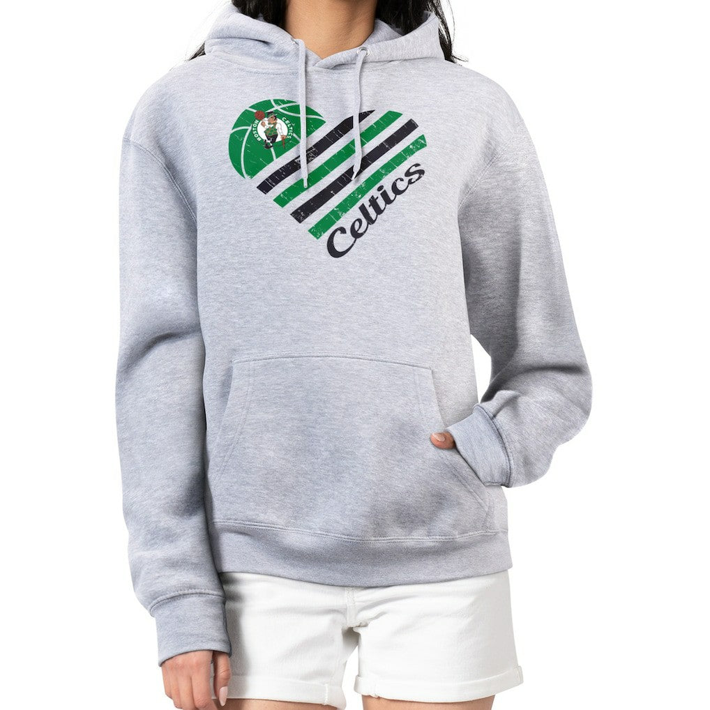 Boston Celtics G-III 4Her by Carl Banks Women's Heart Pullover Hoodie - Heather Gray