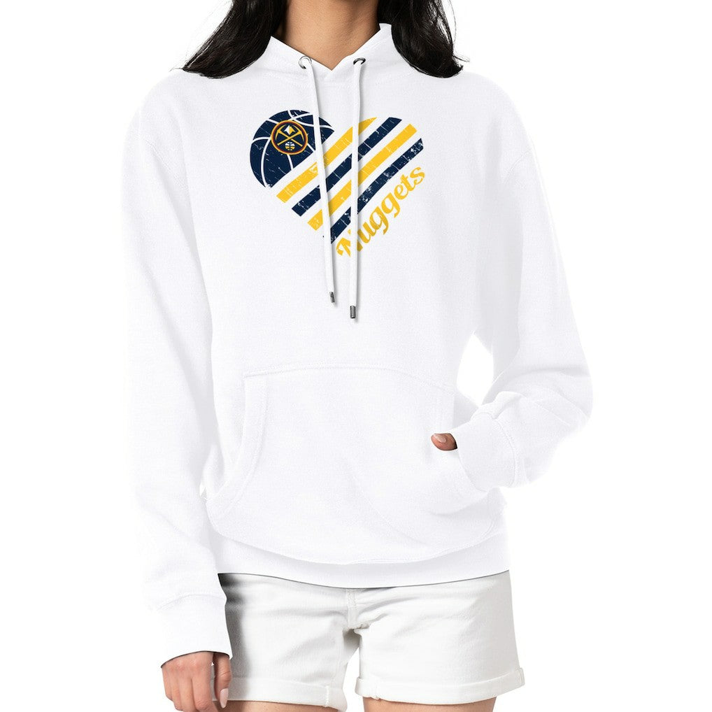 Denver Nuggets G-III 4Her by Carl Banks Women's Heart Pullover Hoodie - White