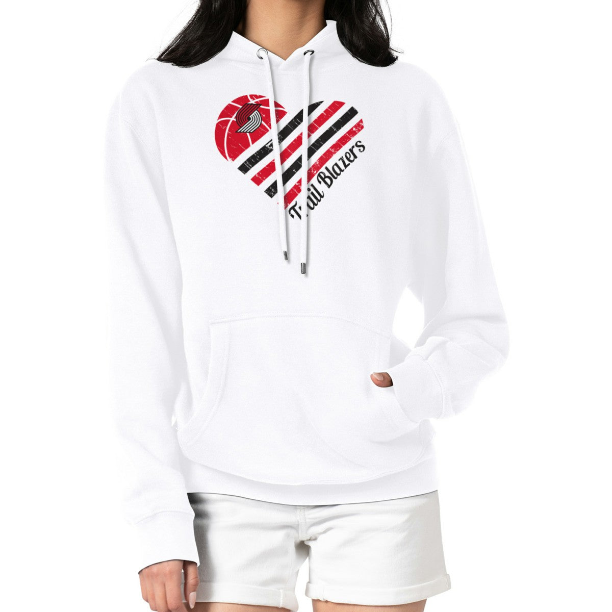 Portland Trail Blazers G-III 4Her by Carl Banks Women's Heart Pullover Hoodie - White