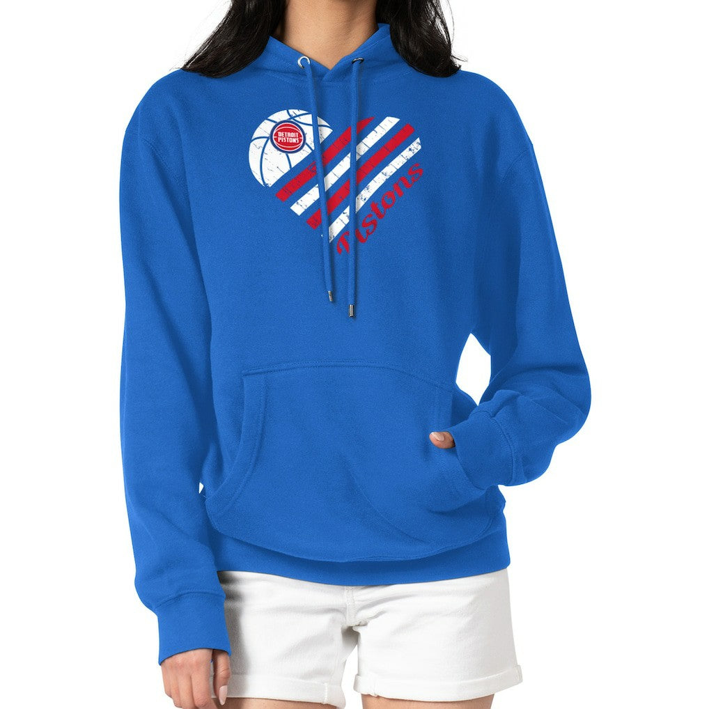 Detroit Pistons G-III 4Her by Carl Banks Women's Heart Pullover Hoodie - Blue