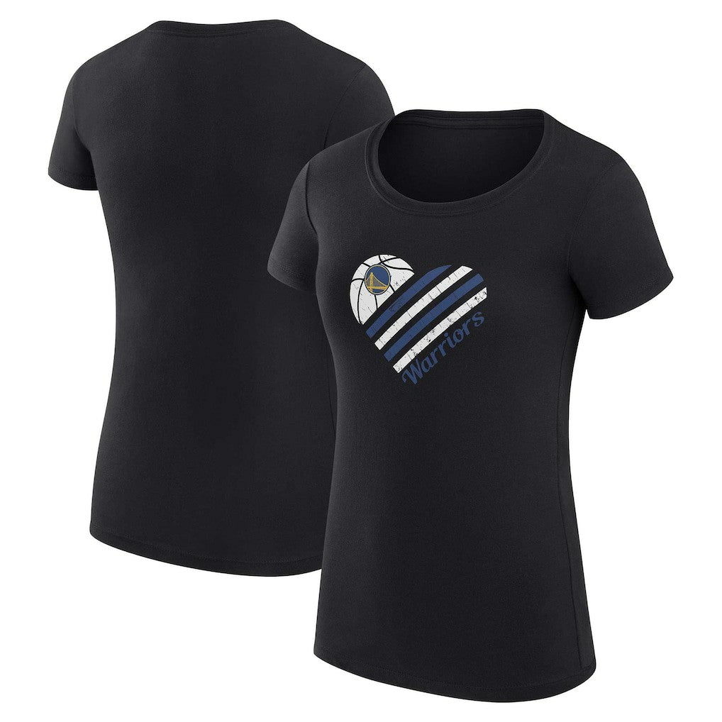 Golden State Warriors G-III 4Her by Carl Banks Women's Super-Slim Fit Lightweight Heart T-Shirt Black