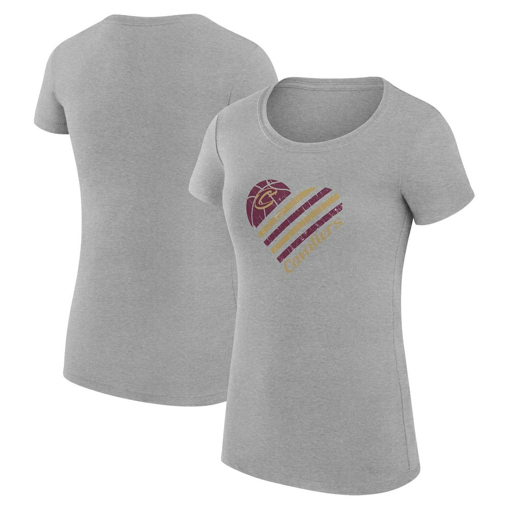 Cleveland Cavaliers G-III 4Her by Carl Banks Women's Super-Slim Fit Lightweight Heart T-Shirt Heather Gray
