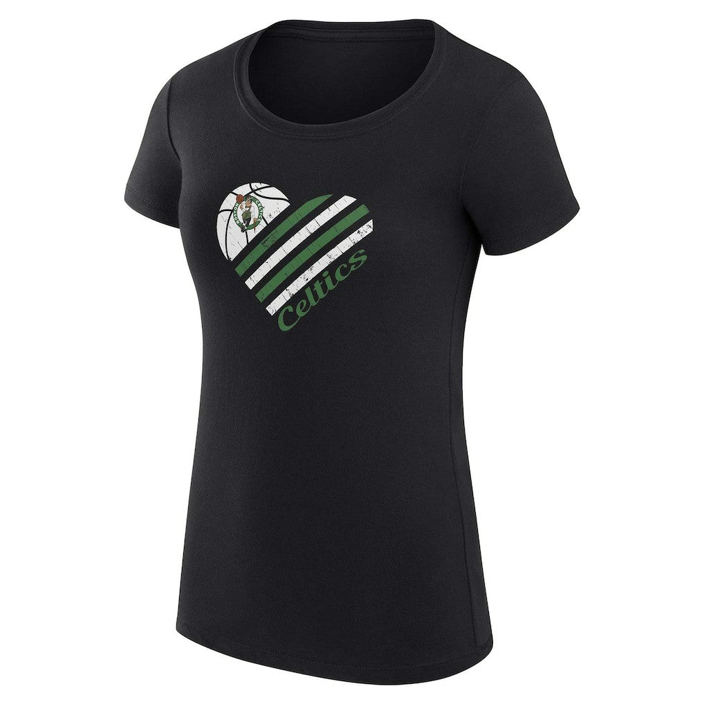 Boston Celtics G-III 4Her by Carl Banks Women's Super-Slim Fit Lightweight Heart T-Shirt Black