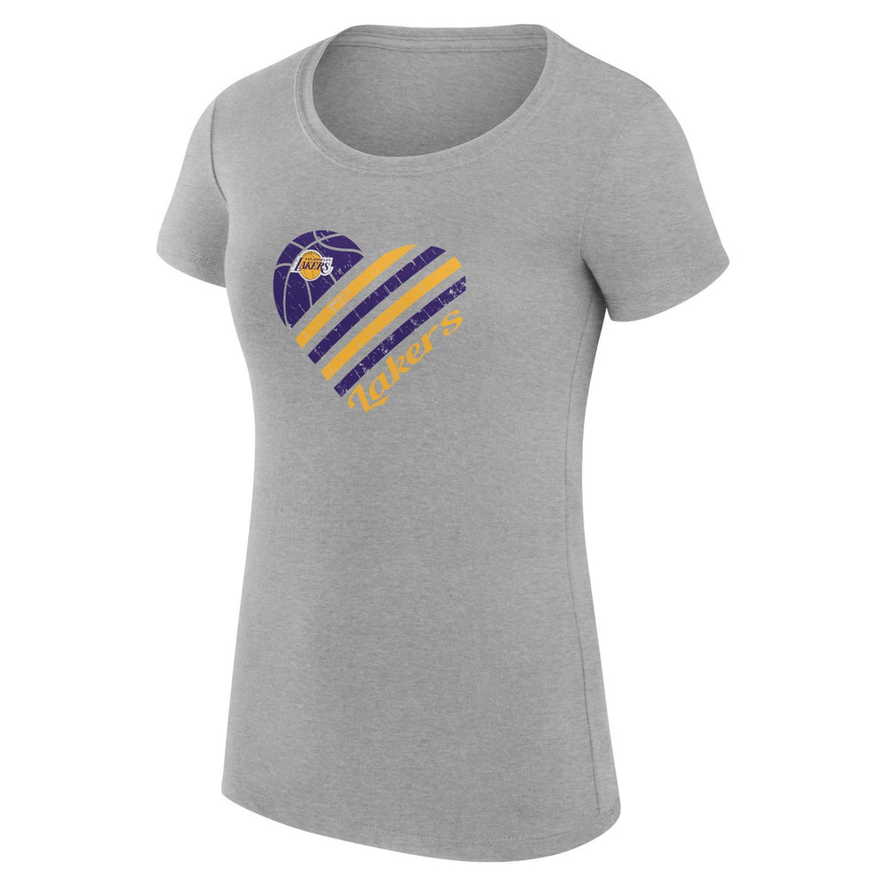Los Angeles Lakers G-III 4Her by Carl Banks Women's Super-Slim Fit Lightweight Heart T-Shirt Heather Gray