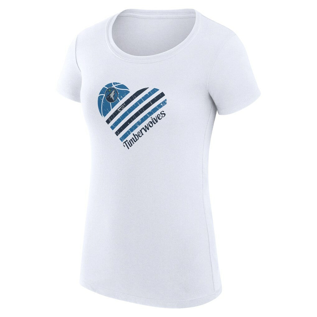 Minnesota Timberwolves G-III 4Her by Carl Banks Women's Super-Slim Fit Lightweight Heart T-Shirt White