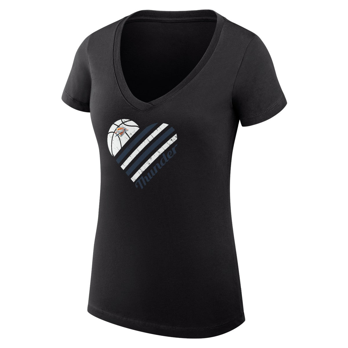 Oklahoma City Thunder G-III 4Her by Carl Banks Women's Super-Slim Fit Lightweight Heart V-Neck T-Shirt Black