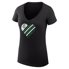 Boston Celtics G-III 4Her by Carl Banks Women's Super-Slim Fit Lightweight Heart V-Neck T-Shirt Black