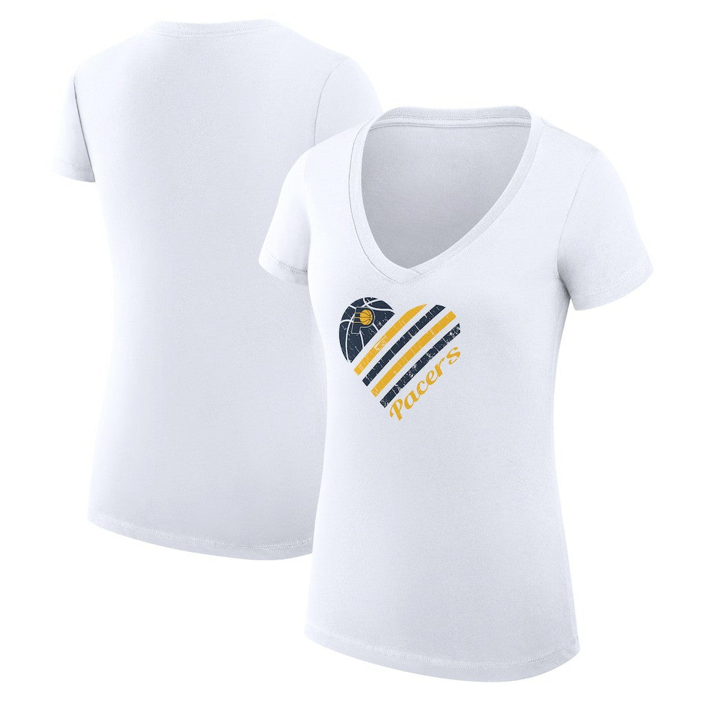 Indiana Pacers G-III 4Her by Carl Banks Women's Super-Slim Fit Lightweight Heart V-Neck T-Shirt White