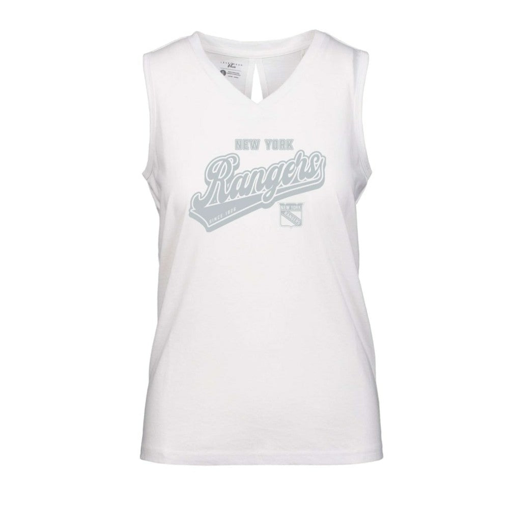 NHL New York Rangers Levelwear Women's Paisley Sweep V-Neck Tank Top - White