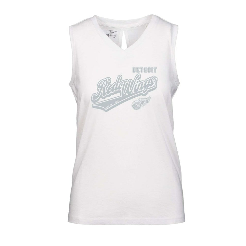 NHL Detroit Red Wings Levelwear Women's Paisley Sweep V-Neck Tank Top - White