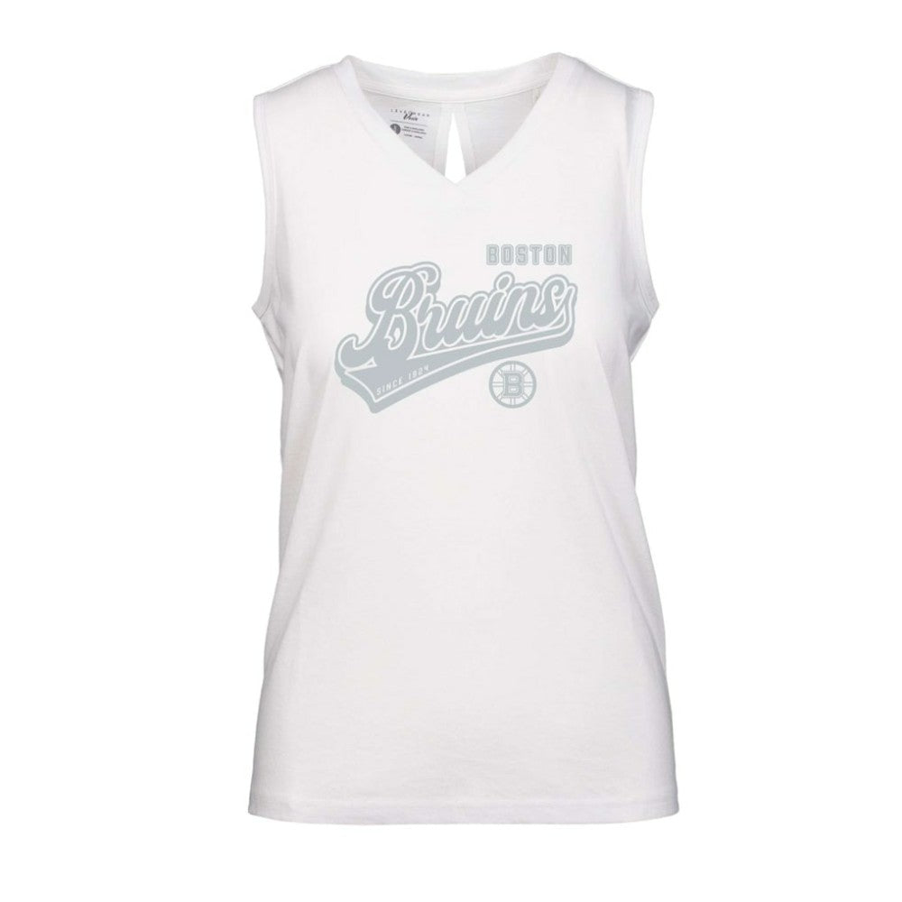 NHL Boston Bruins Levelwear Women's Paisley Sweep V-Neck Tank Top - White