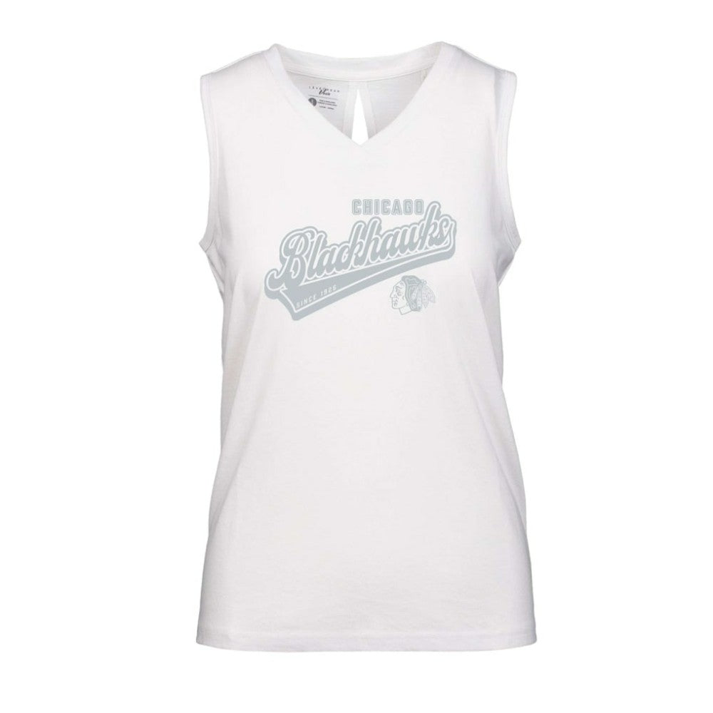 NHL Chicago Blackhawks Levelwear Women's Paisley Sweep V-Neck Tank Top - White
