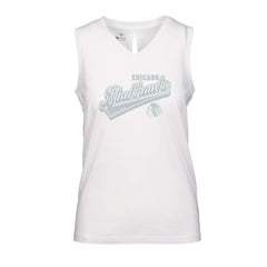 NHL Chicago Blackhawks Levelwear Women's Paisley Sweep V-Neck Tank Top - White