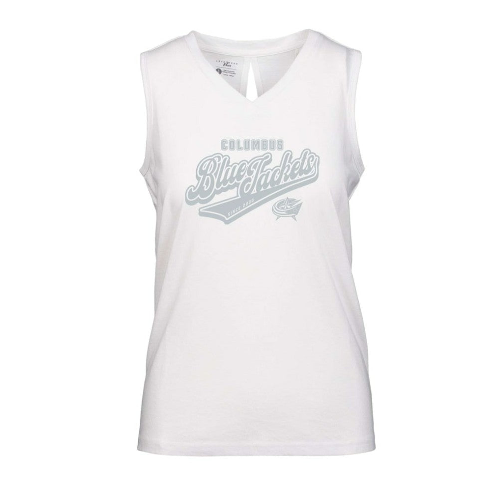 NHL Columbus Blue Jackets Levelwear Women's Paisley Sweep V-Neck Tank Top - White