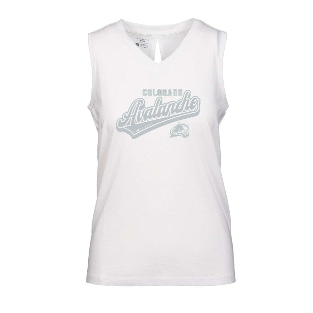 NHL Colorado Avalanche Levelwear Women's Paisley Sweep V-Neck Tank Top - White