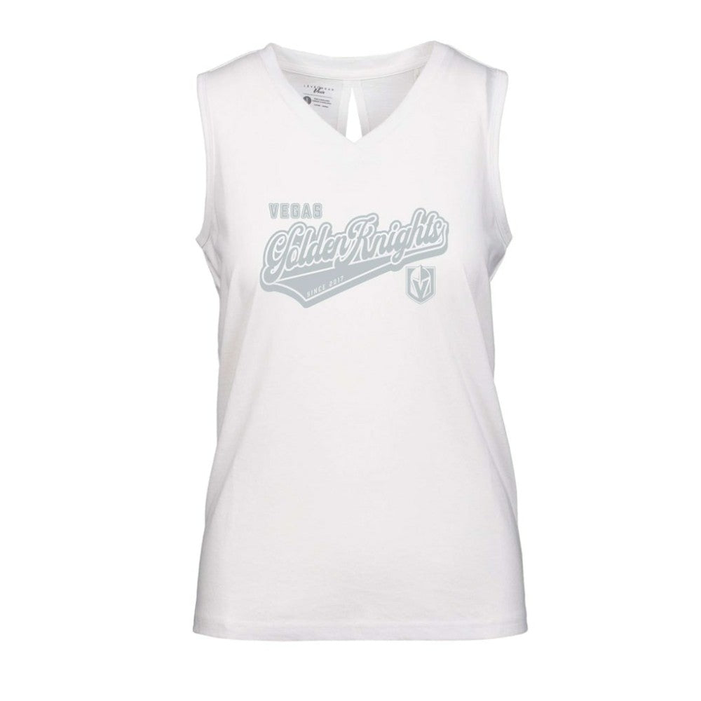 NHL Vegas Golden Knights Levelwear Women's Paisley Sweep V-Neck Tank Top - White