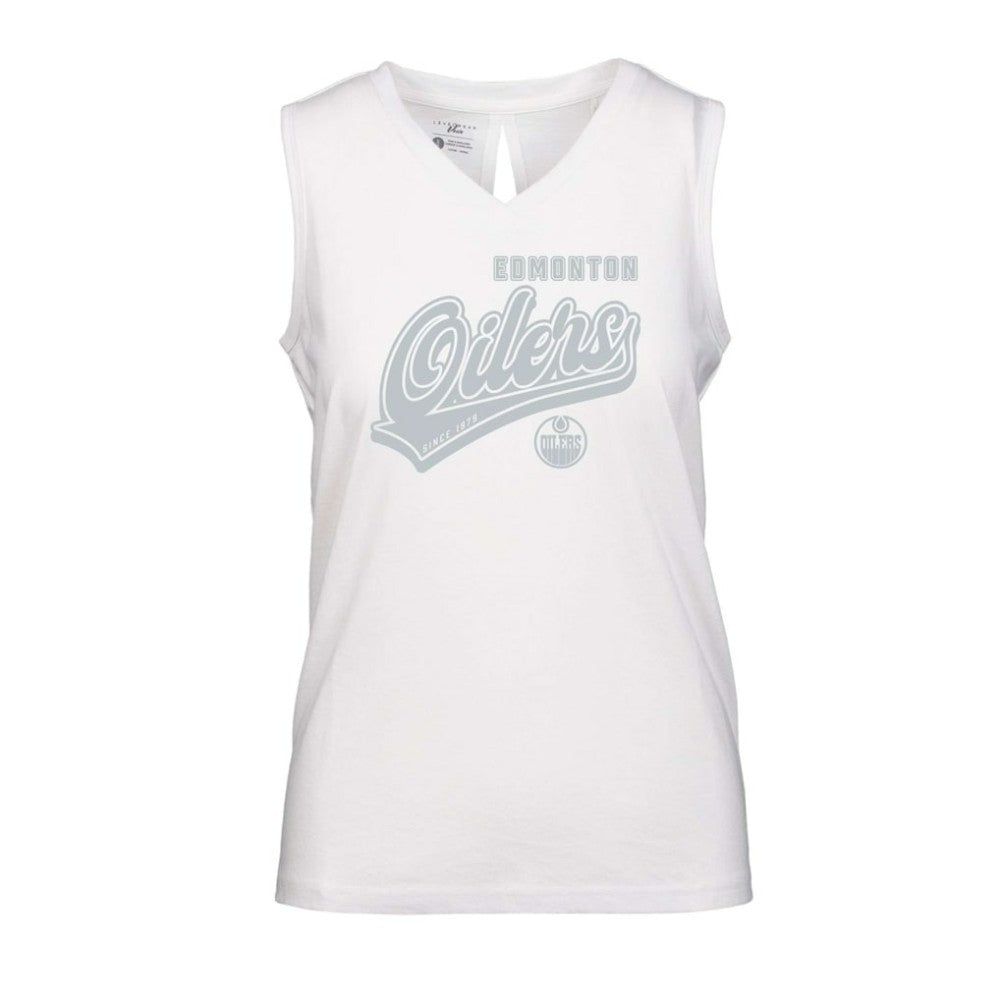 NHL Edmonton Oilers Levelwear Women's Paisley Sweep V-Neck Tank Top - White
