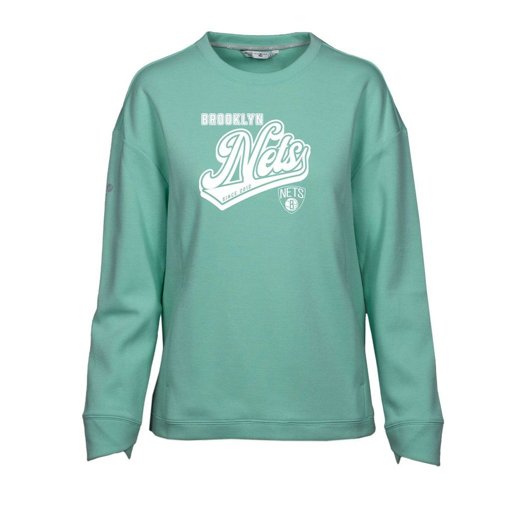 Brooklyn Nets Levelwear Women's Fiona Sweep Pullover Sweatshirt Mint