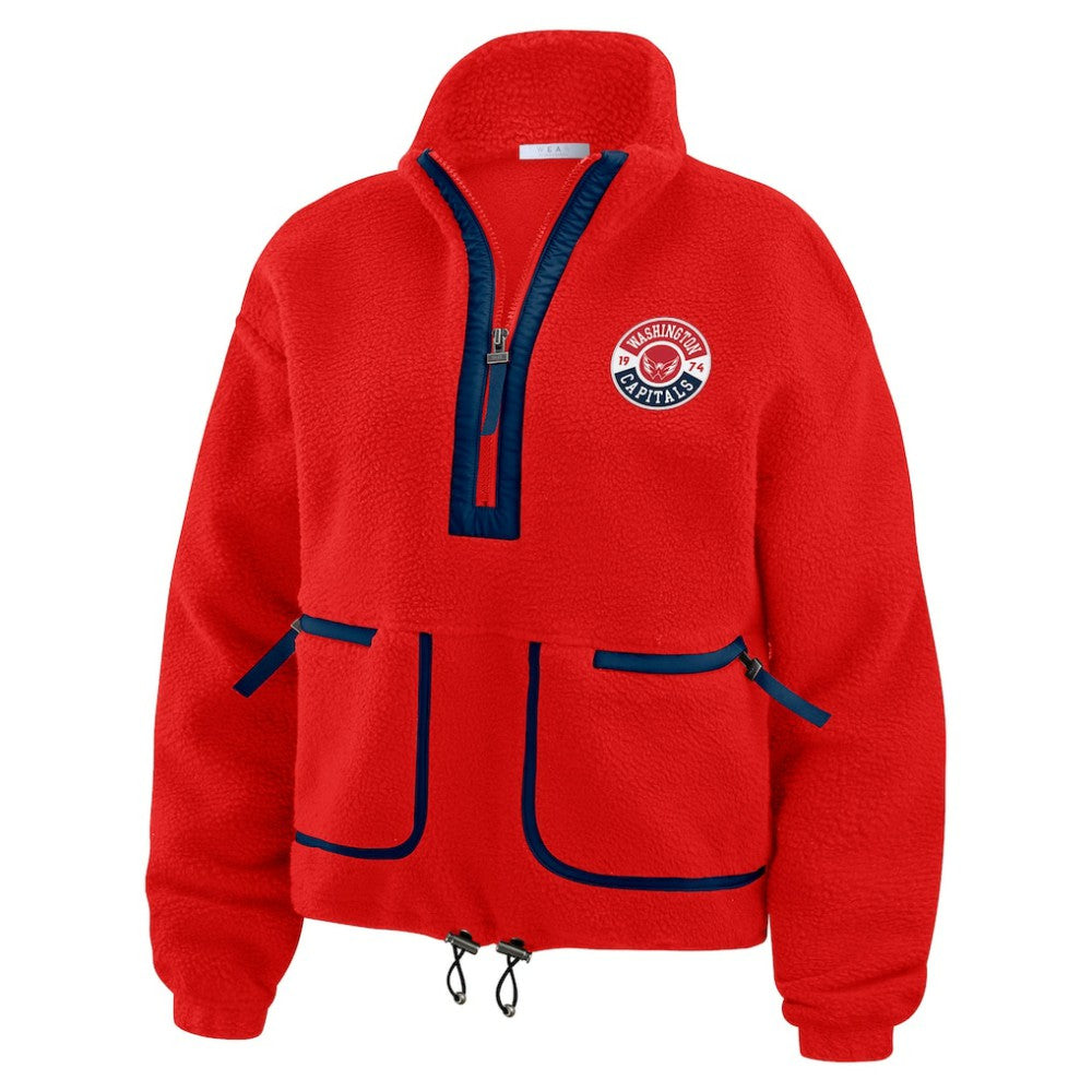 NHL Washington Capitals WEAR by Erin Andrews Women's Polar Fleece Half-Zip Jacket - Red