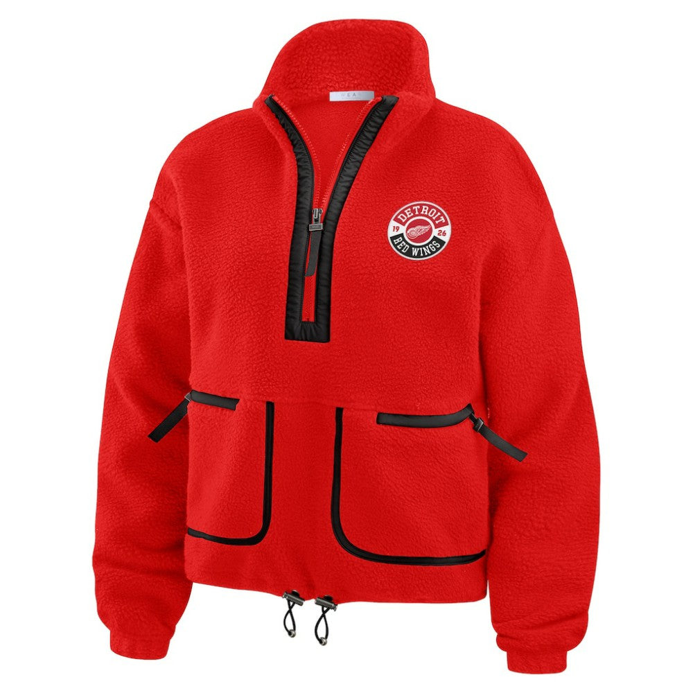 NHL Detroit Red Wings WEAR by Erin Andrews Women's Polar Fleece Half-Zip Jacket - Red