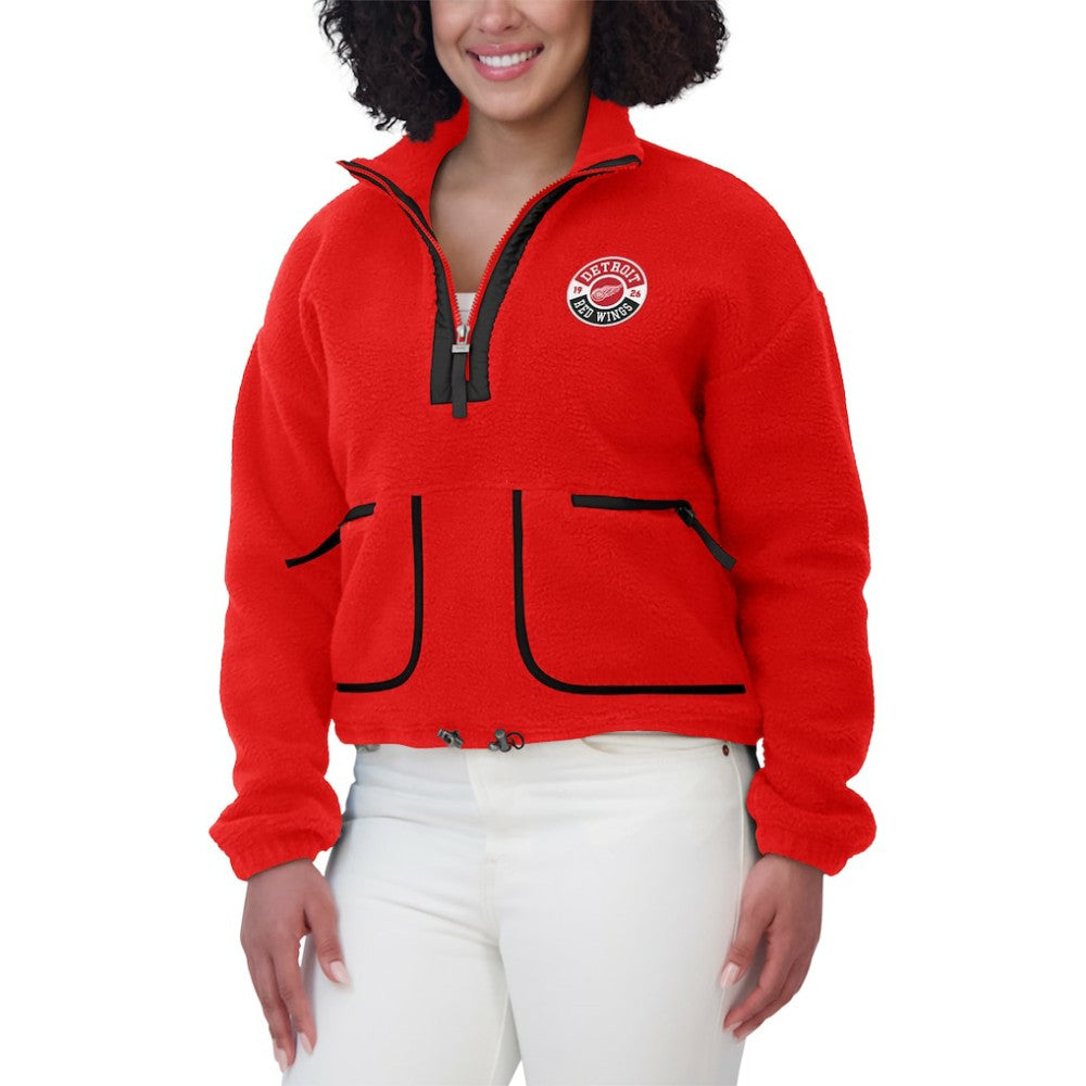 NHL Detroit Red Wings WEAR by Erin Andrews Women's Polar Fleece Half-Zip Jacket - Red