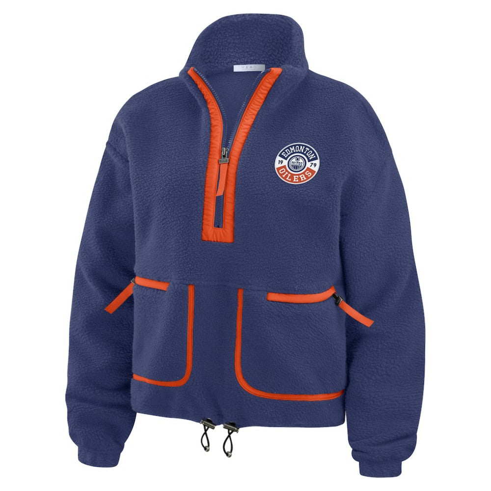 NHL Edmonton Oilers WEAR by Erin Andrews Women's Polar Fleece Half-Zip Jacket - Royal