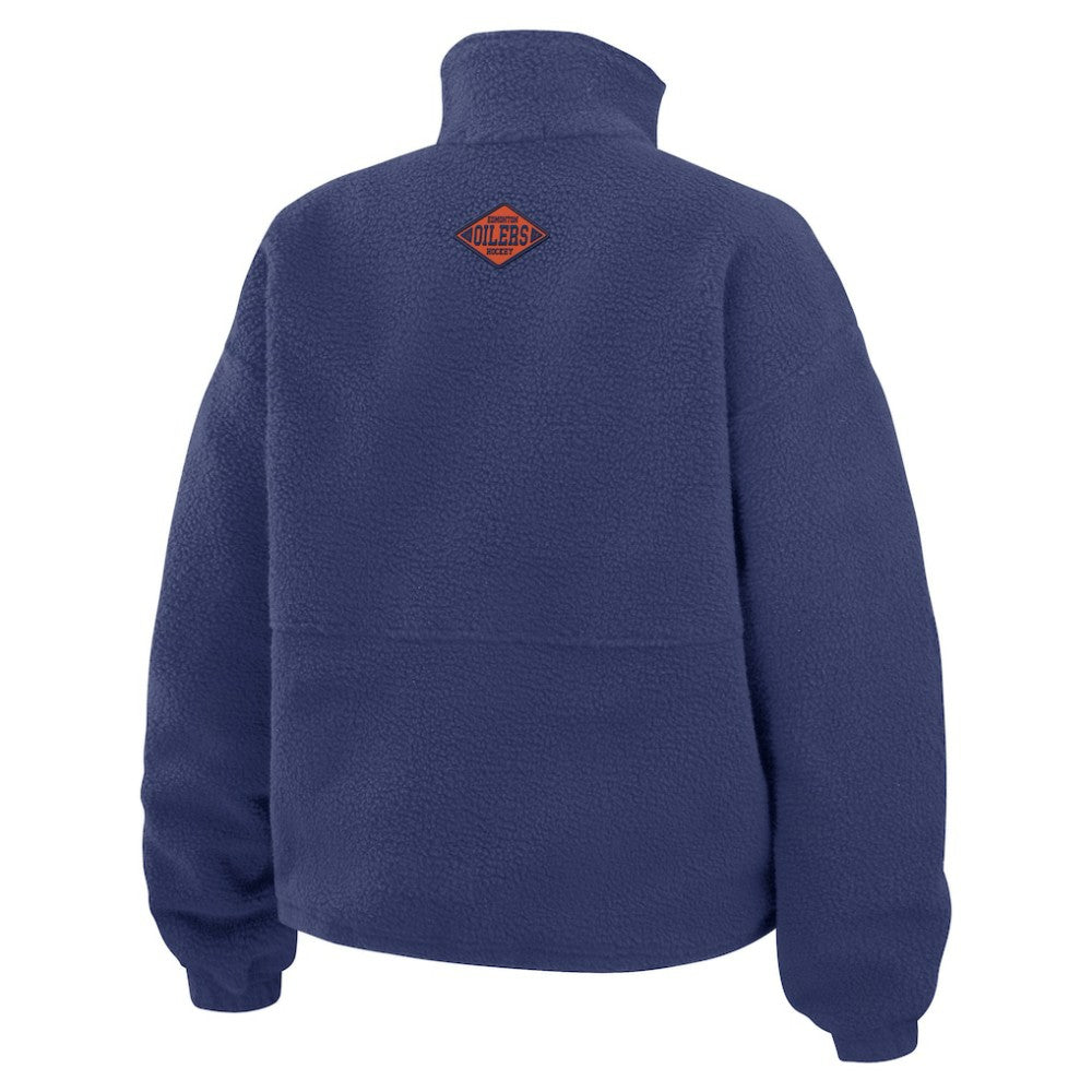 NHL Edmonton Oilers WEAR by Erin Andrews Women's Polar Fleece Half-Zip Jacket - Royal