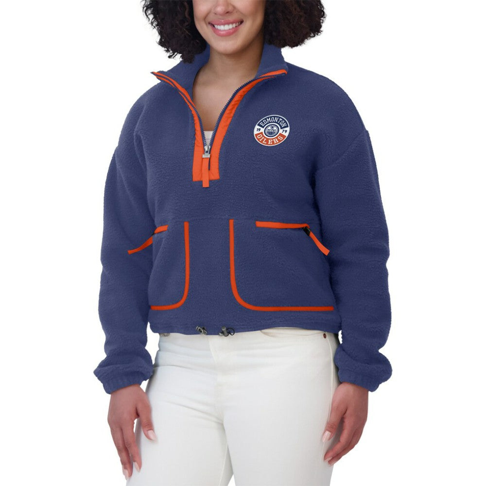 NHL Edmonton Oilers WEAR by Erin Andrews Women's Polar Fleece Half-Zip Jacket - Royal