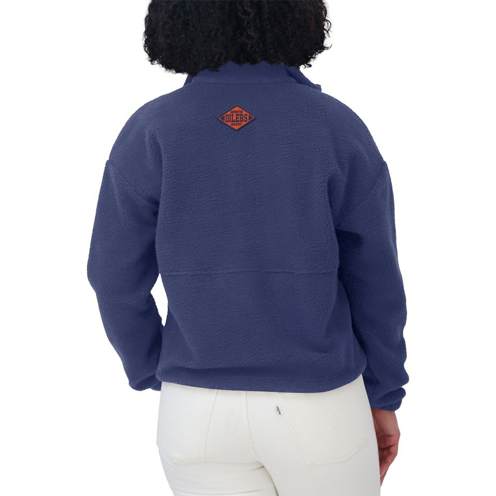 NHL Edmonton Oilers WEAR by Erin Andrews Women's Polar Fleece Half-Zip Jacket - Royal