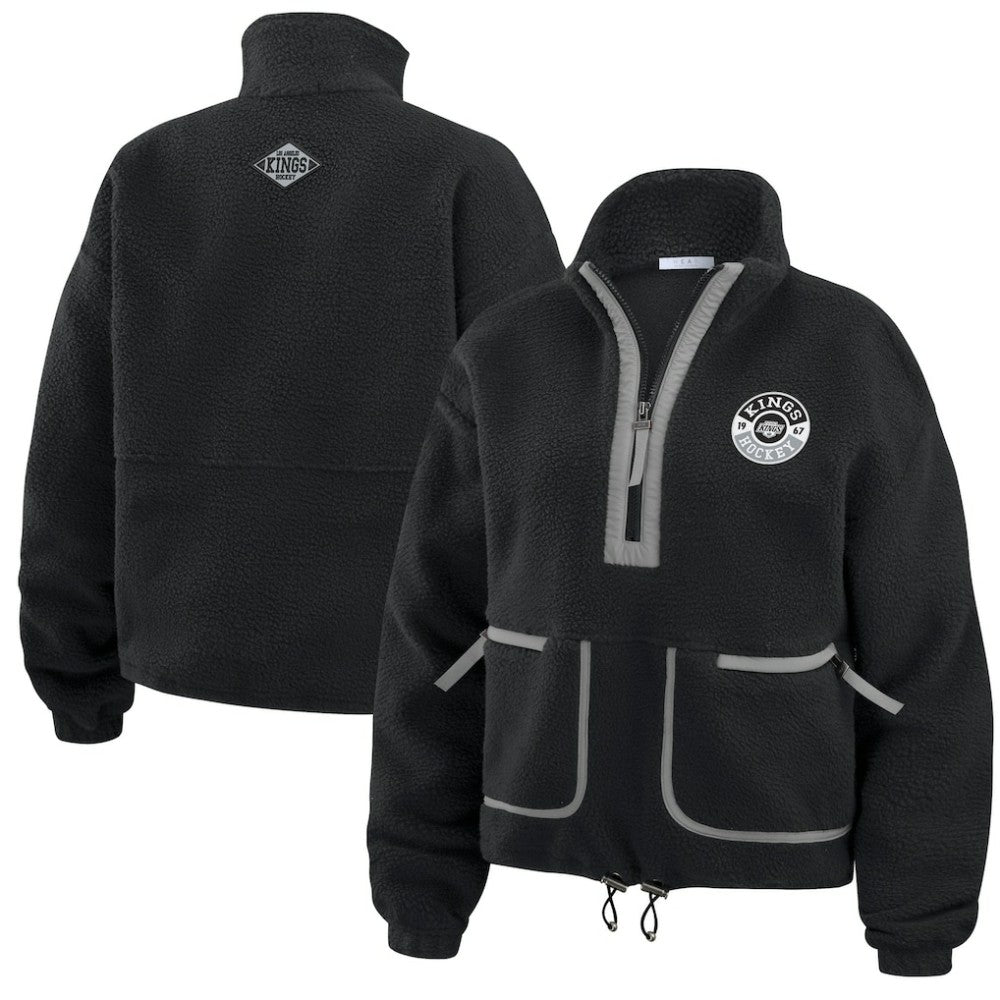 NHL Los Angeles Kings WEAR by Erin Andrews Women's Polar Fleece Half-Zip Jacket - Black