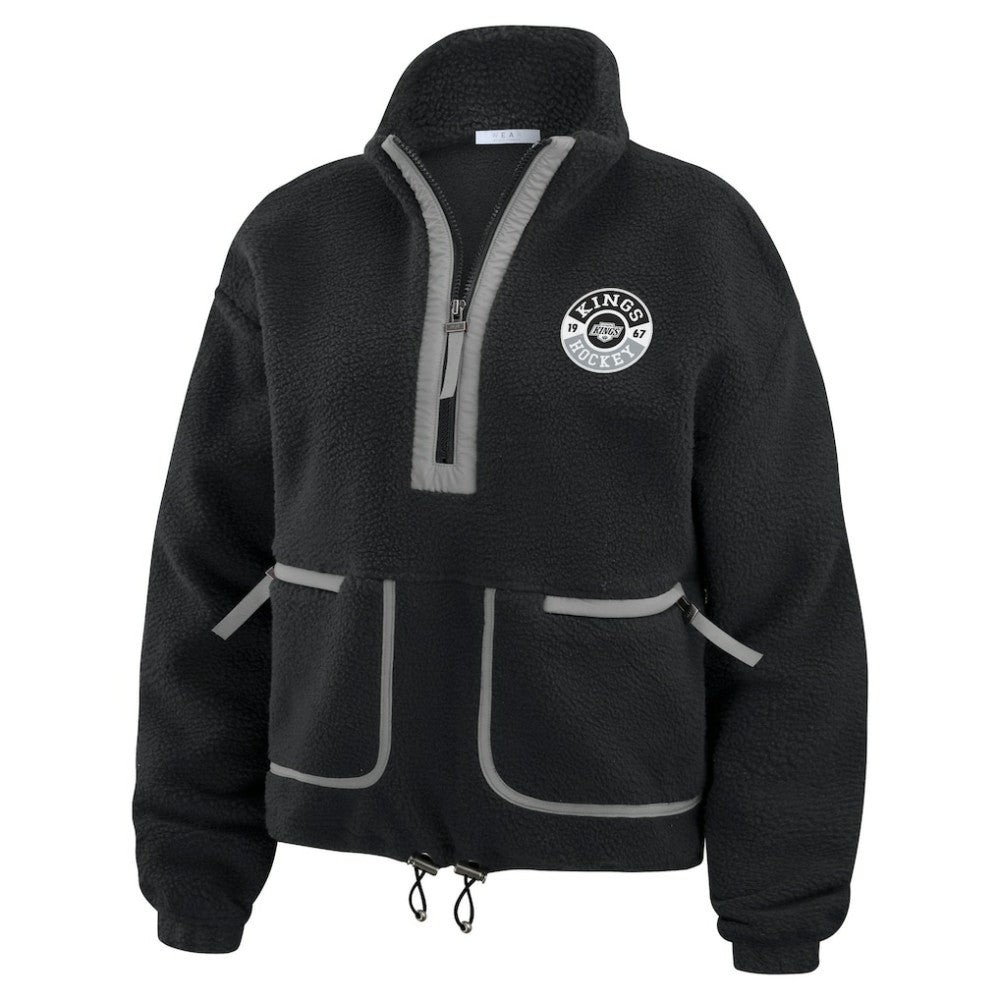 NHL Los Angeles Kings WEAR by Erin Andrews Women's Polar Fleece Half-Zip Jacket - Black