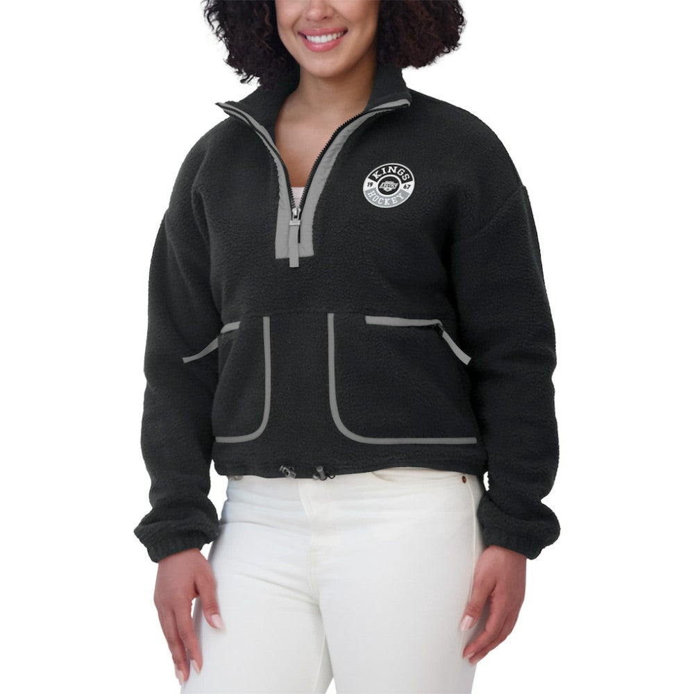NHL Los Angeles Kings WEAR by Erin Andrews Women's Polar Fleece Half-Zip Jacket - Black