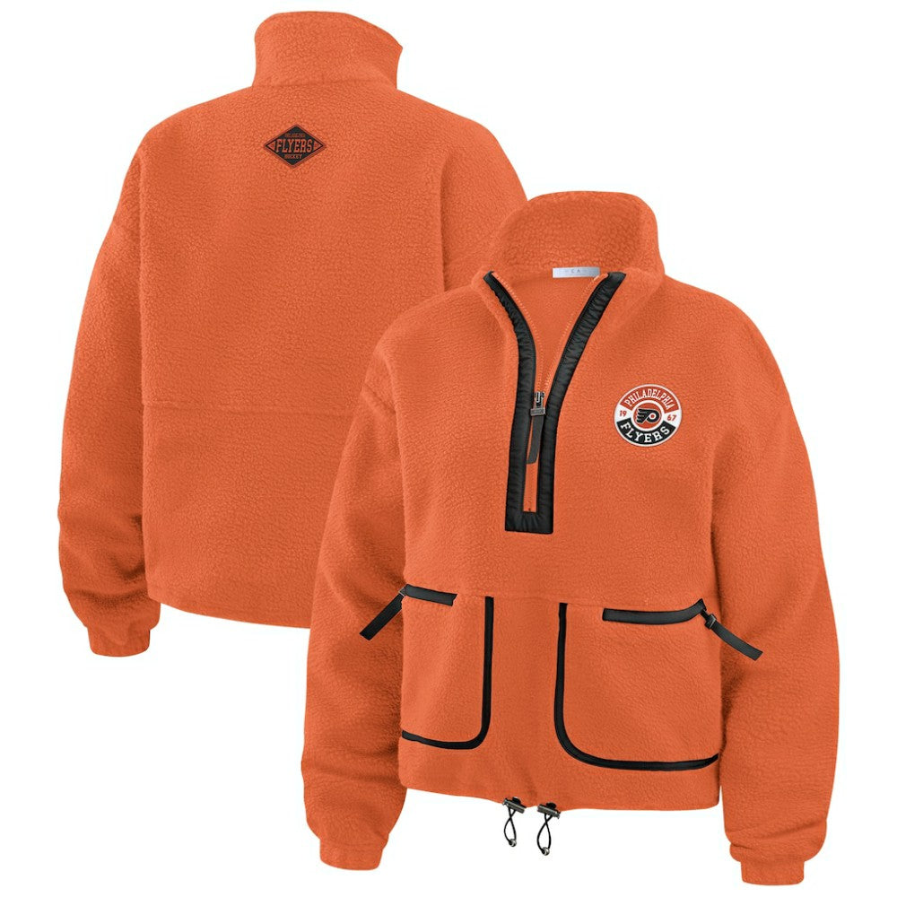 NHL Philadelphia Flyers WEAR by Erin Andrews Women's Polar Fleece Half-Zip Jacket - Orange
