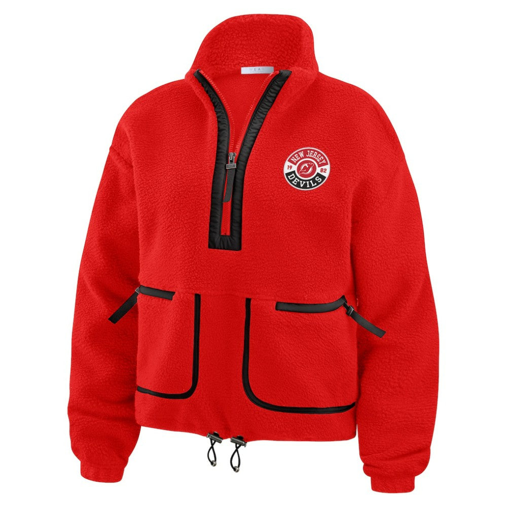 NHL New Jersey Devils WEAR by Erin Andrews Women's Polar Fleece Half-Zip Jacket - Red