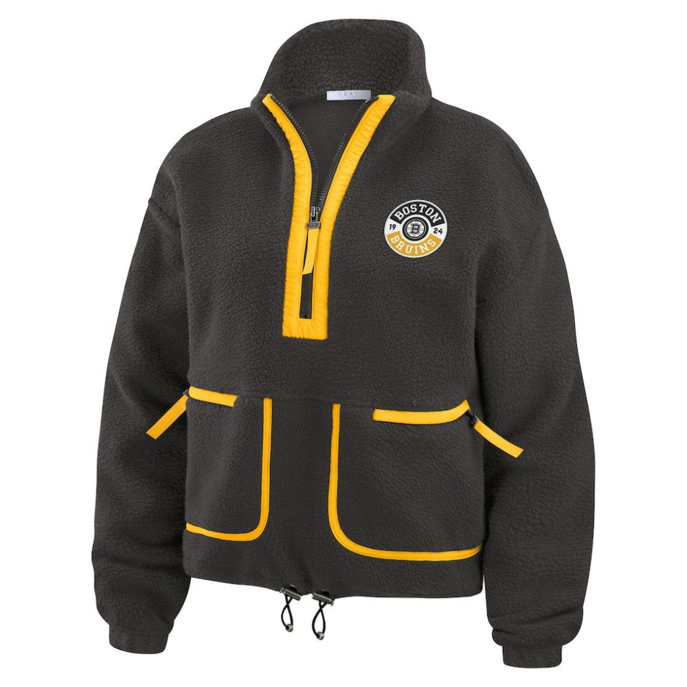 NHL Boston Bruins WEAR by Erin Andrews Women's Polar Fleece Half-Zip Jacket - Black