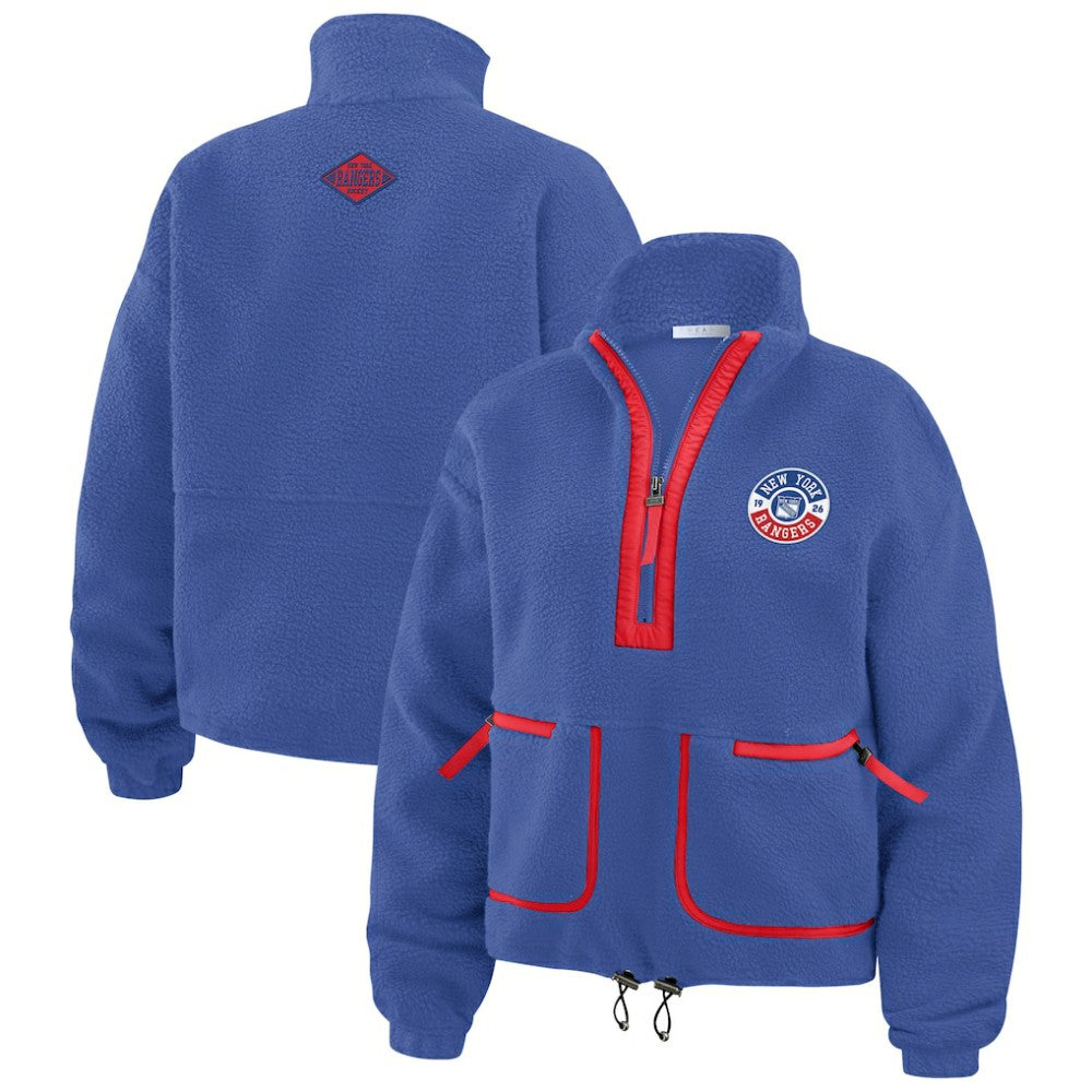 NHL New York Rangers WEAR by Erin Andrews Women's Polar Fleece Half-Zip Jacket - Blue