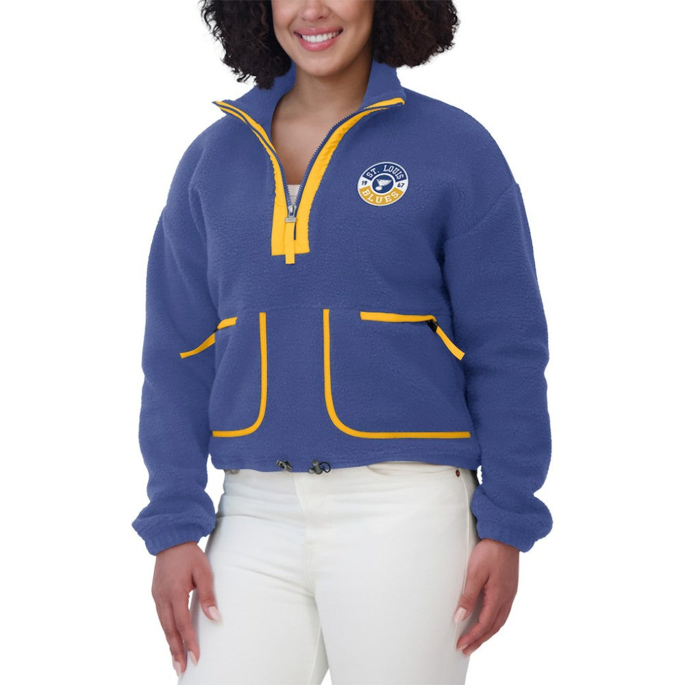 NHL St. Louis Blues WEAR by Erin Andrews Women's Polar Fleece Half-Zip Jacket - Blue