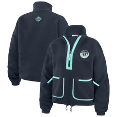 NHL Seattle Kraken WEAR by Erin Andrews Women's Polar Fleece Half-Zip Jacket - Deep Sea Blue