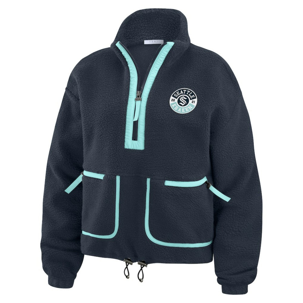NHL Seattle Kraken WEAR by Erin Andrews Women's Polar Fleece Half-Zip Jacket - Deep Sea Blue