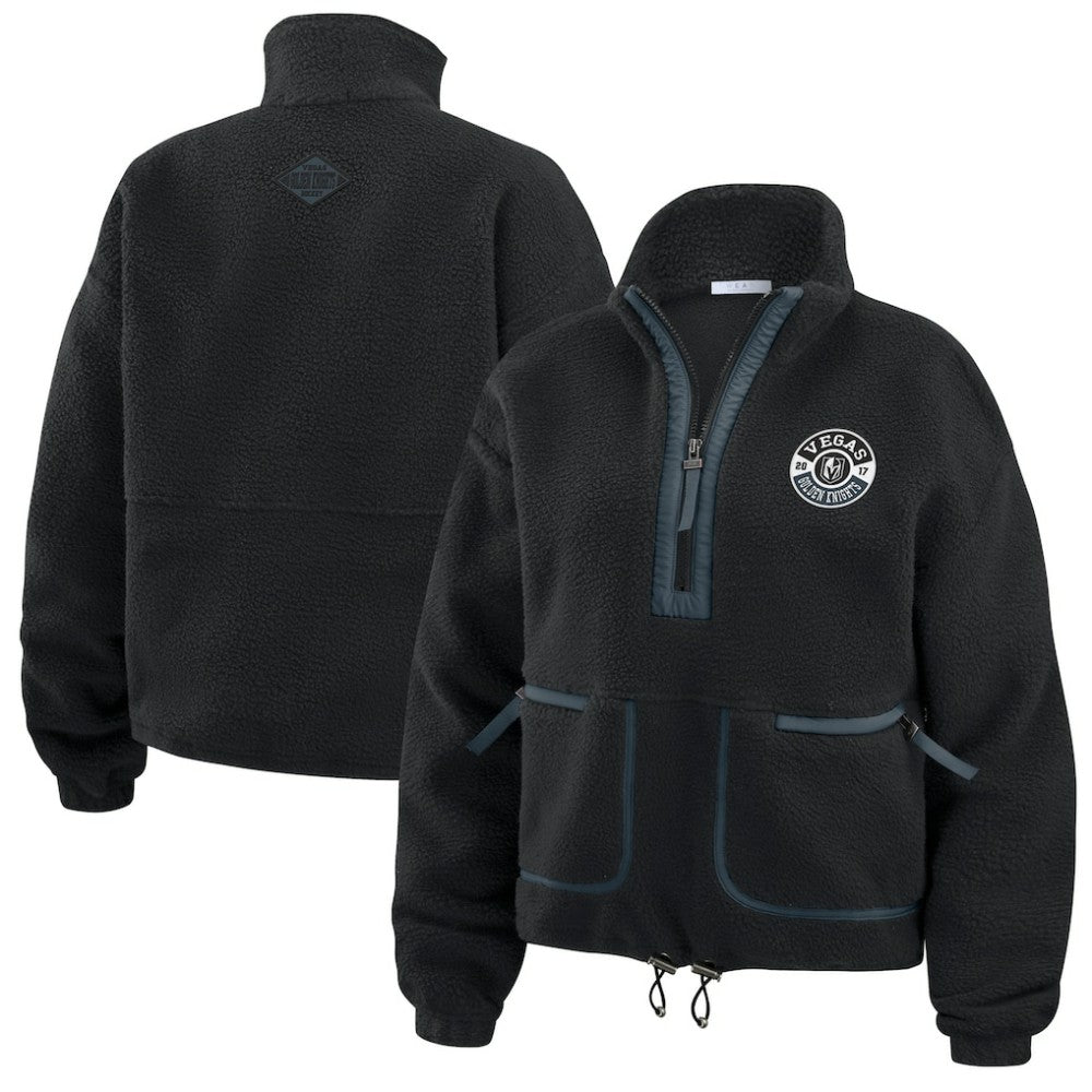 NHL Vegas Golden Knights WEAR by Erin Andrews Women's Polar Fleece Half-Zip Jacket - Black