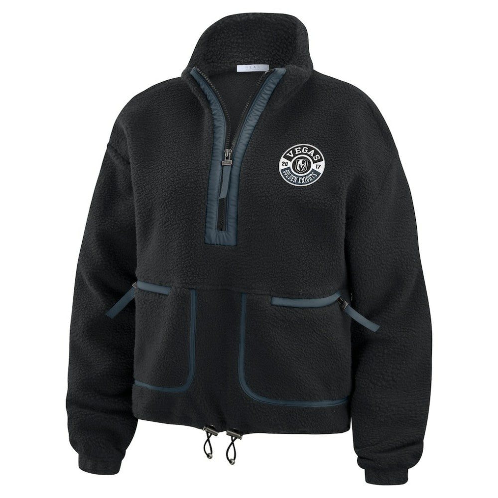 NHL Vegas Golden Knights WEAR by Erin Andrews Women's Polar Fleece Half-Zip Jacket - Black