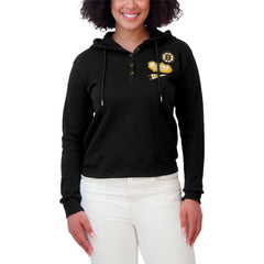 NHL Boston Bruins WEAR by Erin Andrews Women's Waffle-Knit Pullover Hoodie - Black